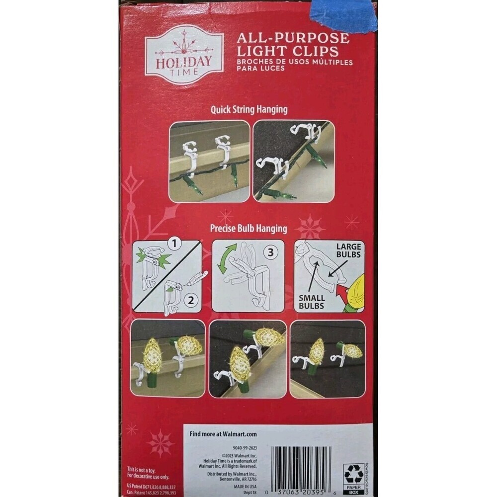 Lot of 6 Holiday Time All-Purpose Light Clips, 100 Count Each - Picture 2 of 4